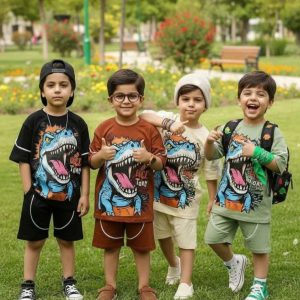 تیشرت شلوارک طرح T-REX